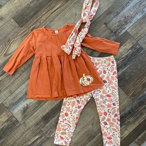 Thanksgiving/Fall 3 piece outfit, pants/shirt/headband